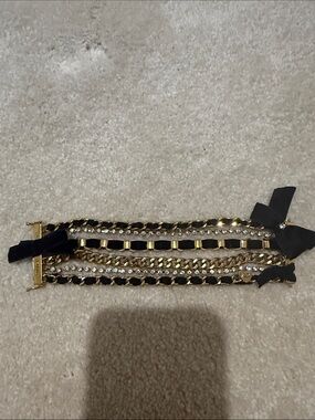 Vintage Juicy Couture Black and Gold Rhinestone Bracelet